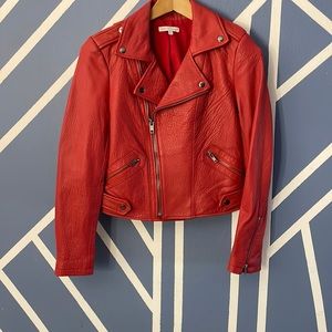 Rebecca Minkoff Real Leather Red Biker Jacket